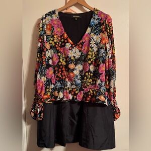 22 Bundle SugarLips Floral Top and Black Lined and Tooled Skirt, Size plus